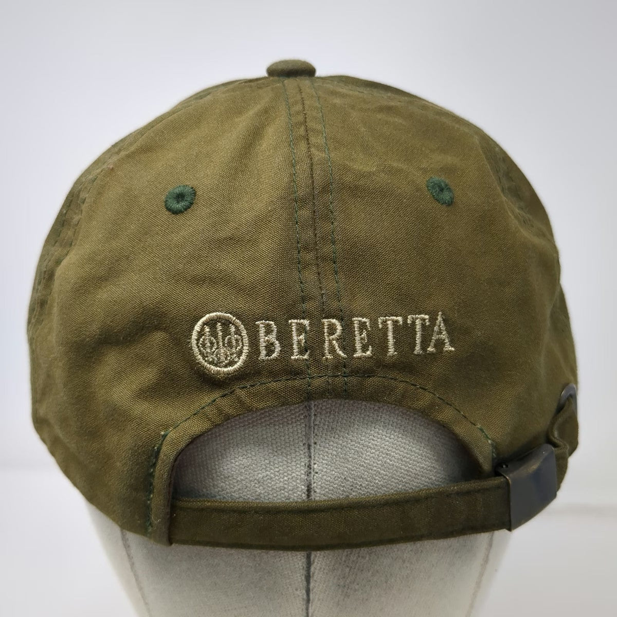 Beretta Baseball Cap Green One Size Embroidered Logo Cotton Canvas Slideback Hat
