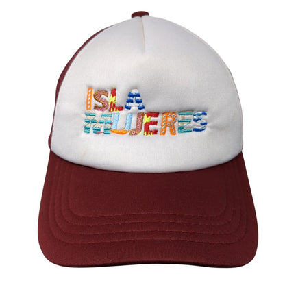 Isla Mujeres Snapback Trucker Hat Red OSFA Mesh Back Embroidered