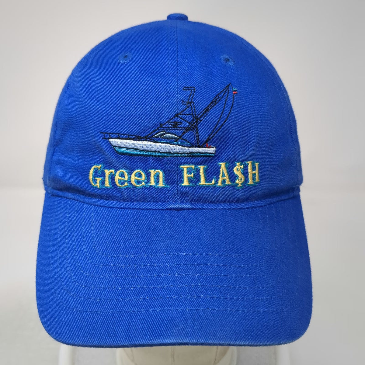 KC Caps Blue One Size Baseball Cap Hat Green Flash Sport Fishing Boat Slideback