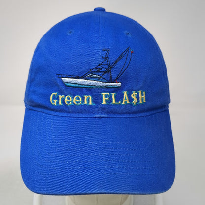 KC Caps Blue One Size Baseball Cap Hat Green Flash Sport Fishing Boat Slideback