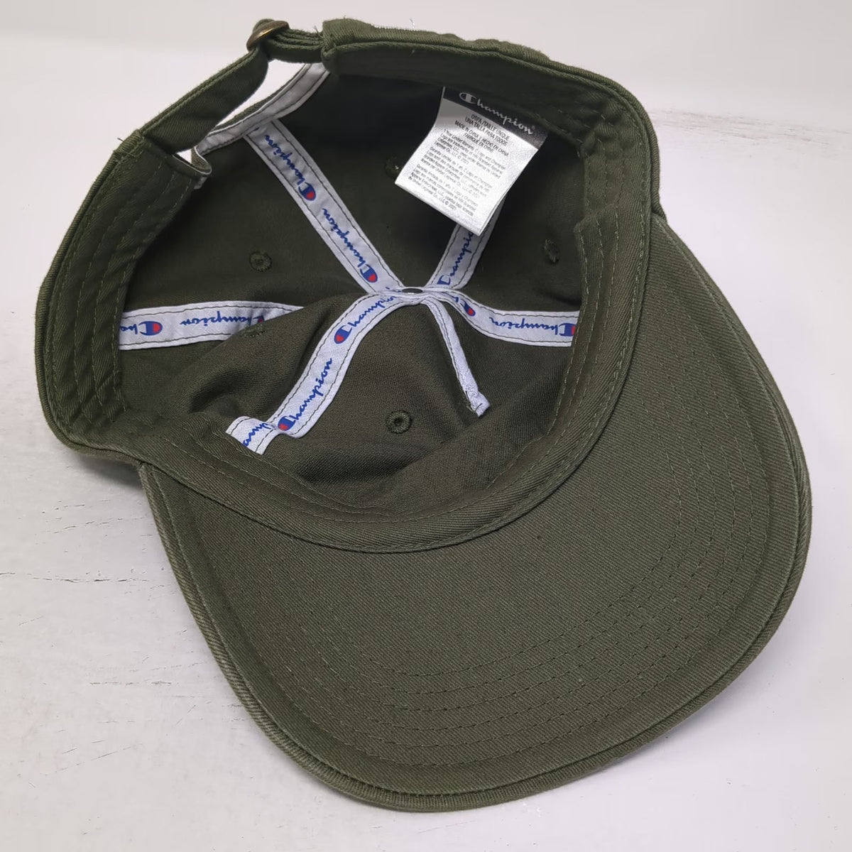Champion 5 Panel Green One Size Script Logo Cotton Adjustable Slideback Hat
