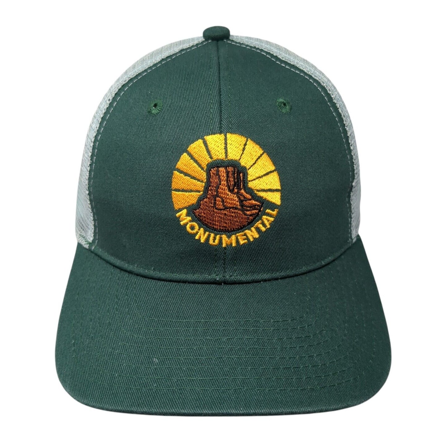 Monumental Snapback Mesh Back Trucker Hat Green One Size Crew Leader Cap