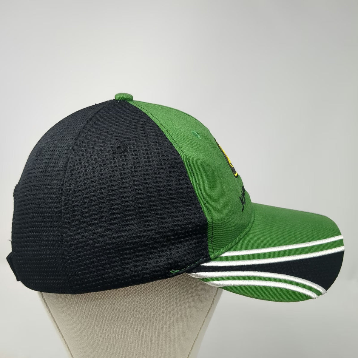 John Deere Baseball Cap Green One Size Mesh Back Contrast Piping Strapback Hat