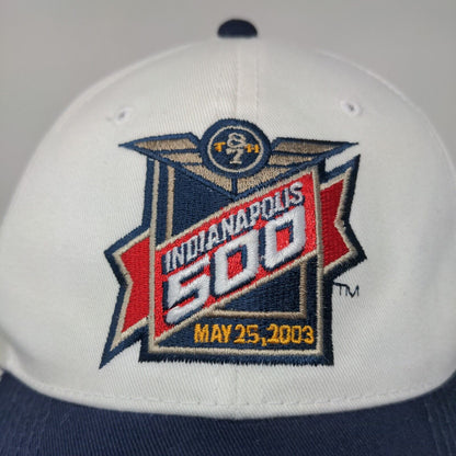 OC Cap Mens Strapback Hat White Blue OSFA Embroidered Vintage 2003 Indy 500 Logo