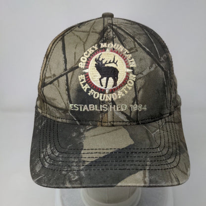 Rocky Mountain Elk Foundation Slideback Hat Camo OSFA Leather Strap
