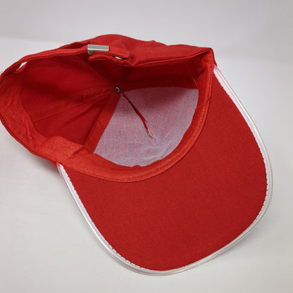 Penguin Christmas Sideback Hat Red One Size Adjustable Pom Pom 6 Panel