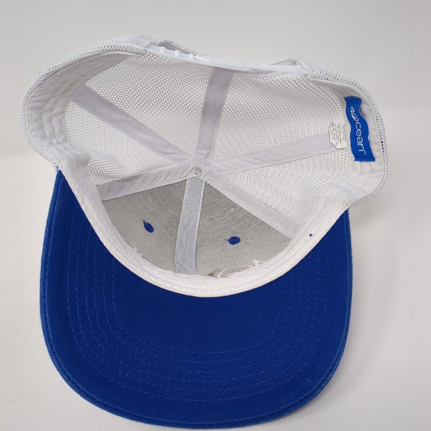 4Ocean Snapback Trucker Hat Blue One Size Adjustable Embroidered Mesh Back