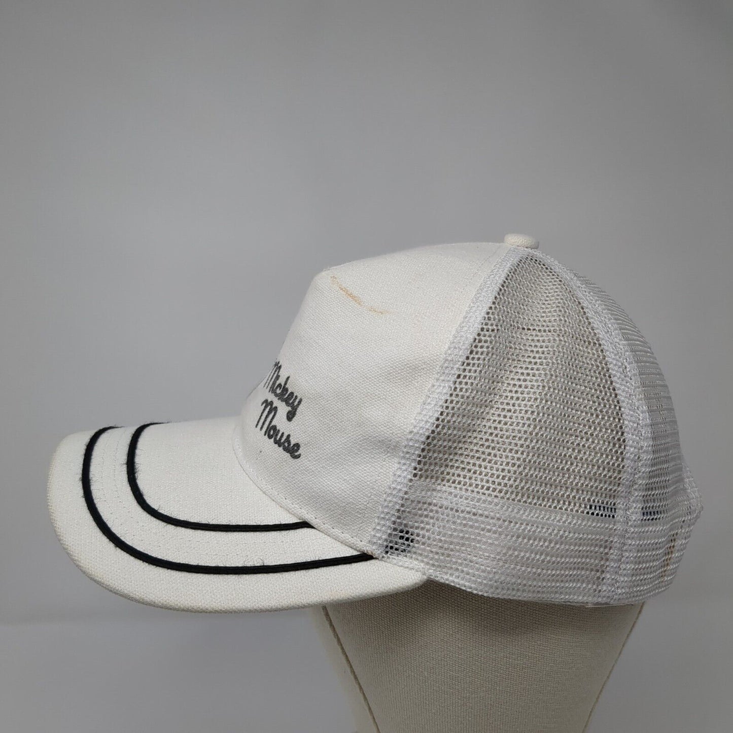 Mickey Mouse Snapback Trucker Hat White OSFA Mesh Back Disney