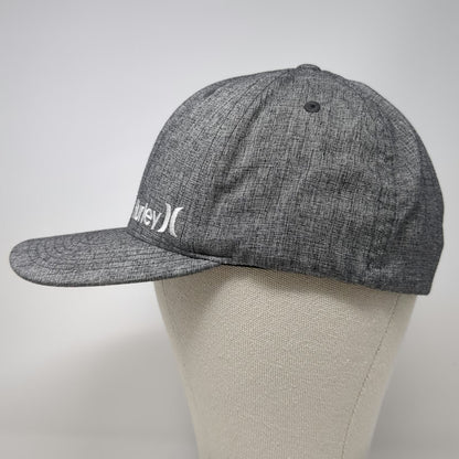 Hurley Baseball Cap Gray XL Fitted Flexfit Heathered Side Logo Hat Embroidered