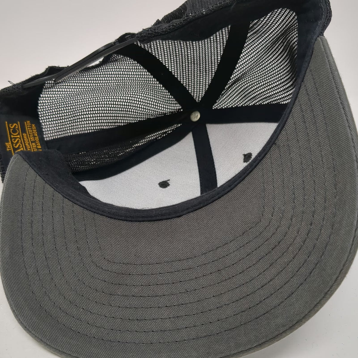 Yupoong Stack Rock Group Mountain Patch Gray Trucker Hat One Size Snapback Mesh
