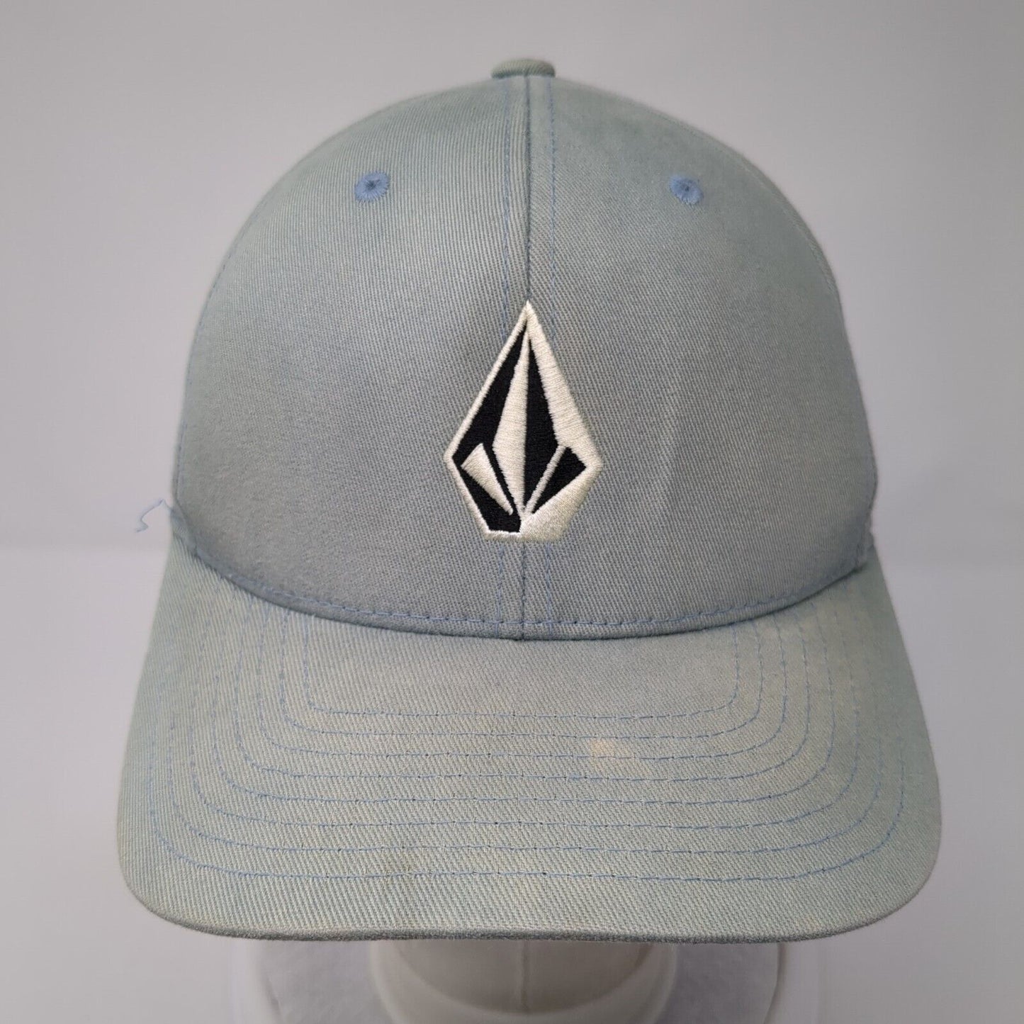 Volcom Fitted Hat Blue S/M Flexfit Lightweight Embroidered Logo 6 Panel