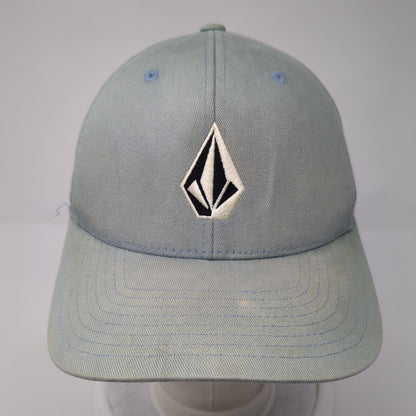 Volcom Fitted Hat Blue S/M Flexfit Lightweight Embroidered Logo 6 Panel