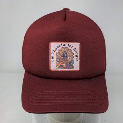 I'm Thankful For Bingo Snapback Mesh Back Trucker Hat Red One Size HSQ