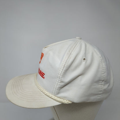 Bottom Line Snapback Hat White One Size Adjustable Embroidered 6 Panel Rope