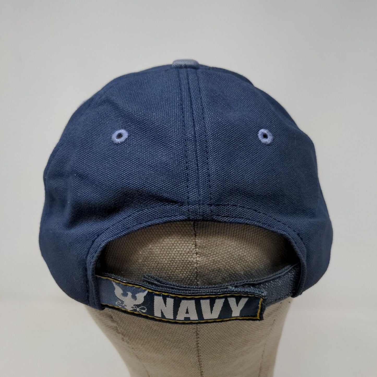 Unbranded Men's Strapback Hat Blue OSFA Embroidered USN US Navy Logo Cotton