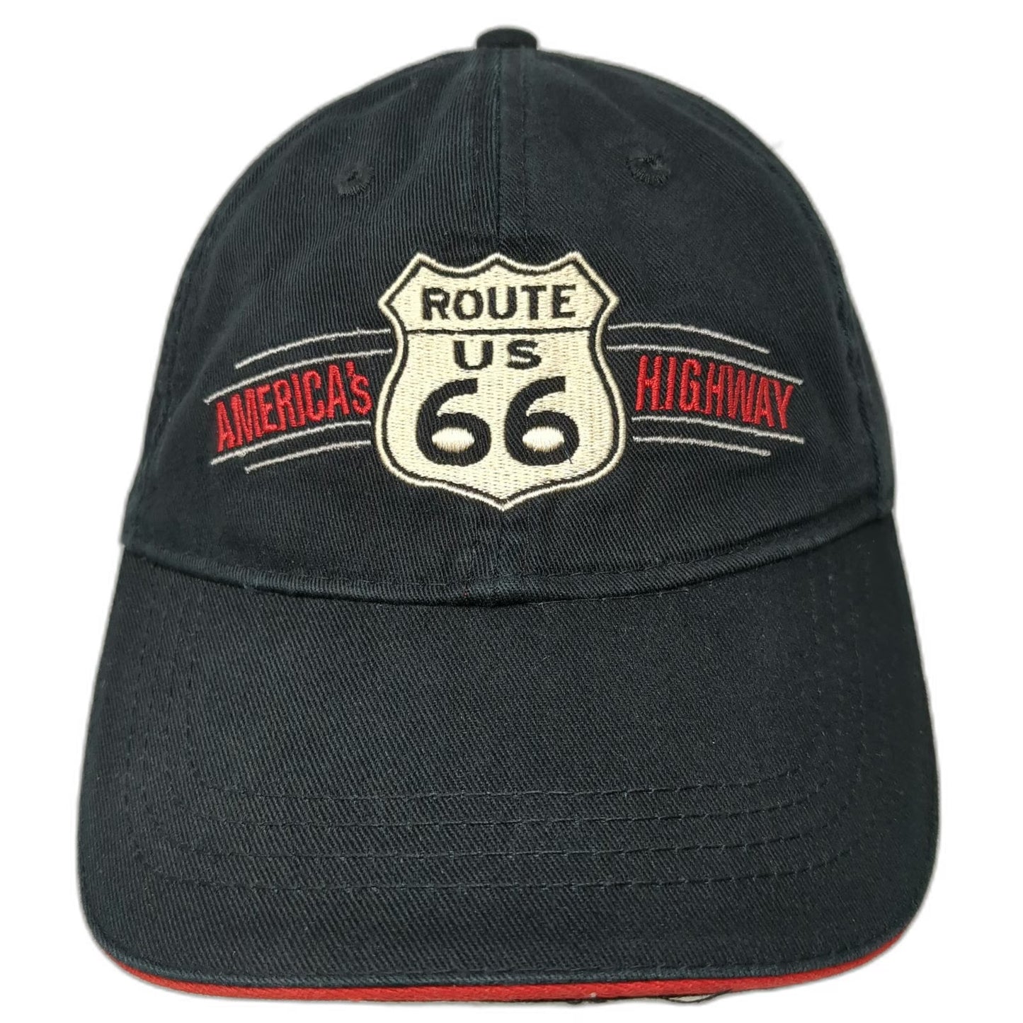 Open Road Route 66 America's Highway Baseball Cap Black One Size Strapback Hat