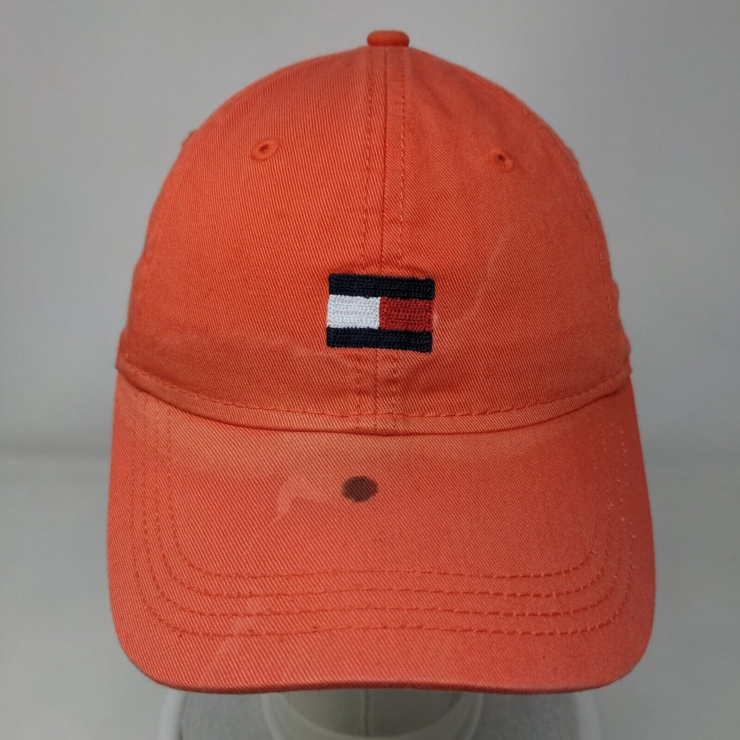 Tommy Hilfiger Slideback Hat Orange One Size Adjustable Embroidered 6 Panel