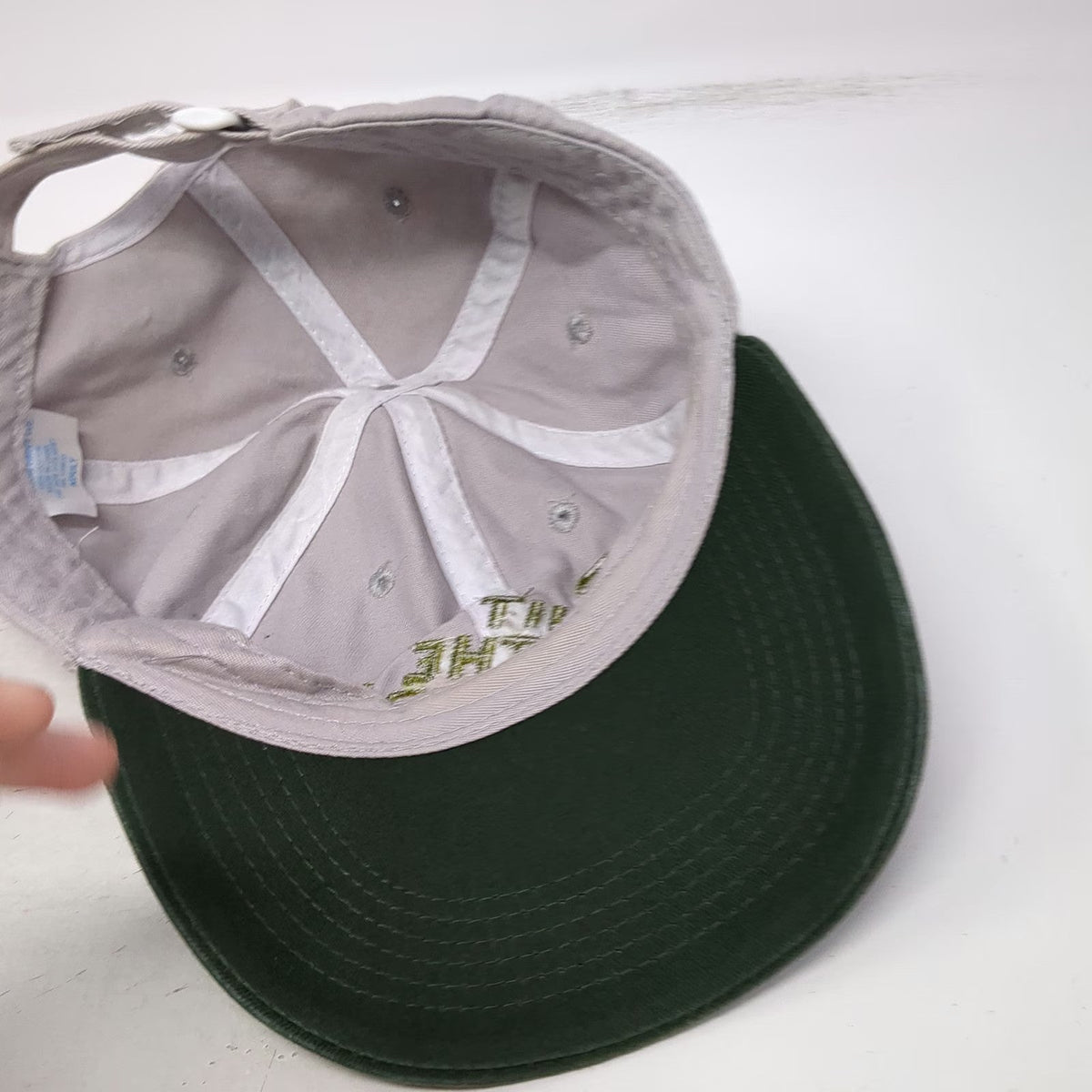 Baseball Cap Gray Green One Size Hit The Trail Hiking Boot Outdoor Nature Hat