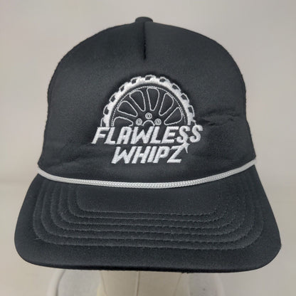 Flawless Whipz Snapback Rope Trucker Hat Black One Size Mesh Back