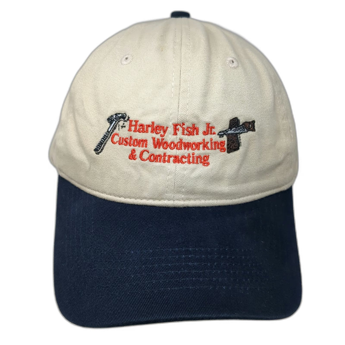 Pacific Headwear Baseball Cap Beige Blue One Size Custom Woodworking Hammer Hat
