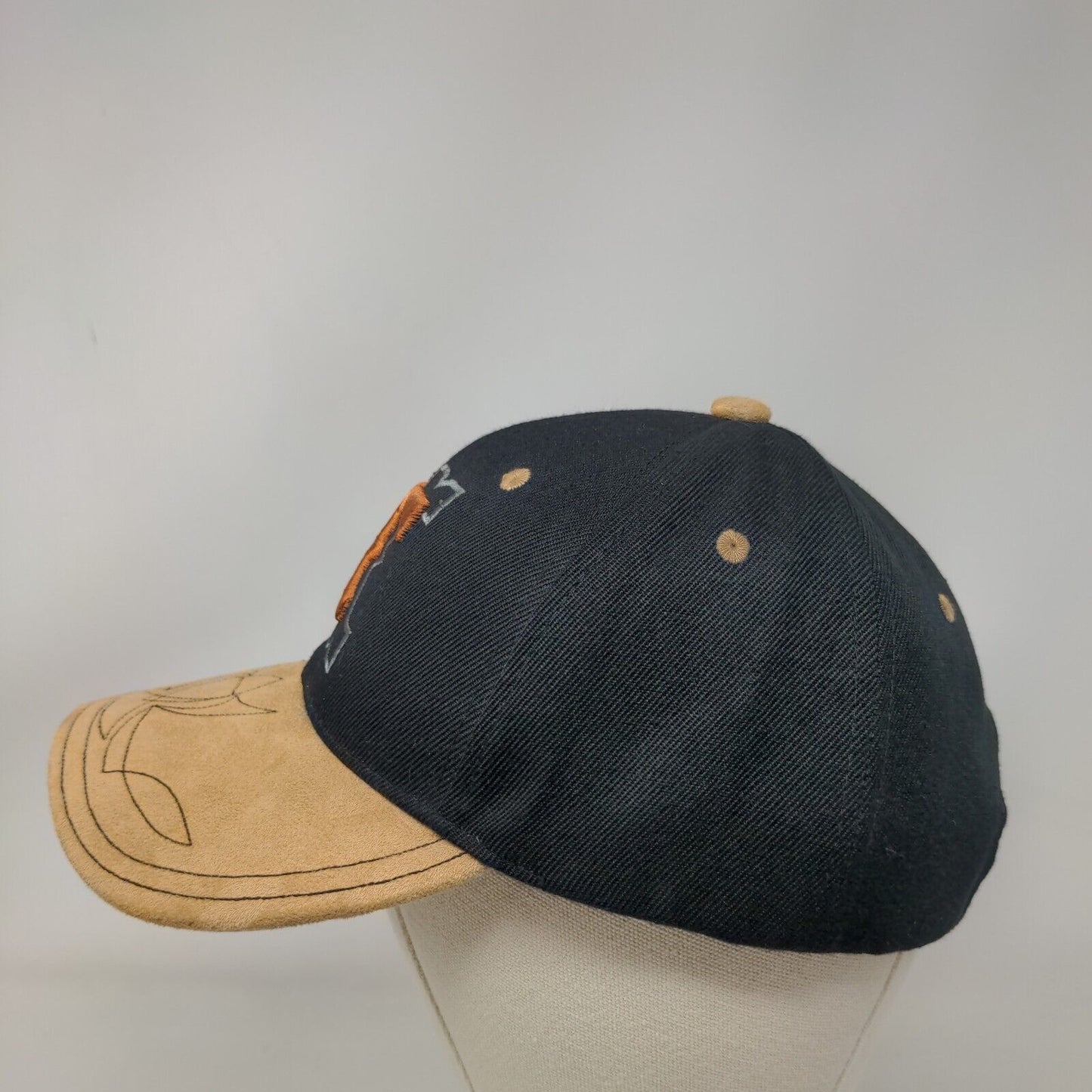 Embroidered TX Texas Strapback Hat Black Tan OSFA Adjustable Acrylic