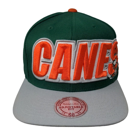 Mitchell & Ness Snapback Hat 'Canes Miami Hurricanes Vintage Embroidered NCAA