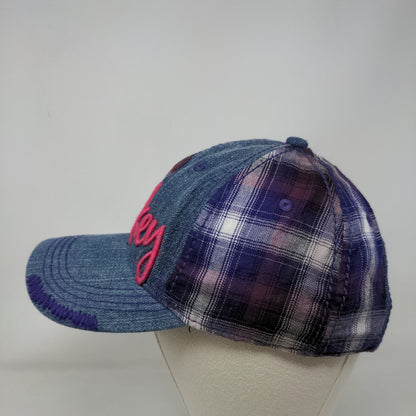 I Love Mickey Strapback Hat Multi OSFA Embroidered Sequin Denim Plaid