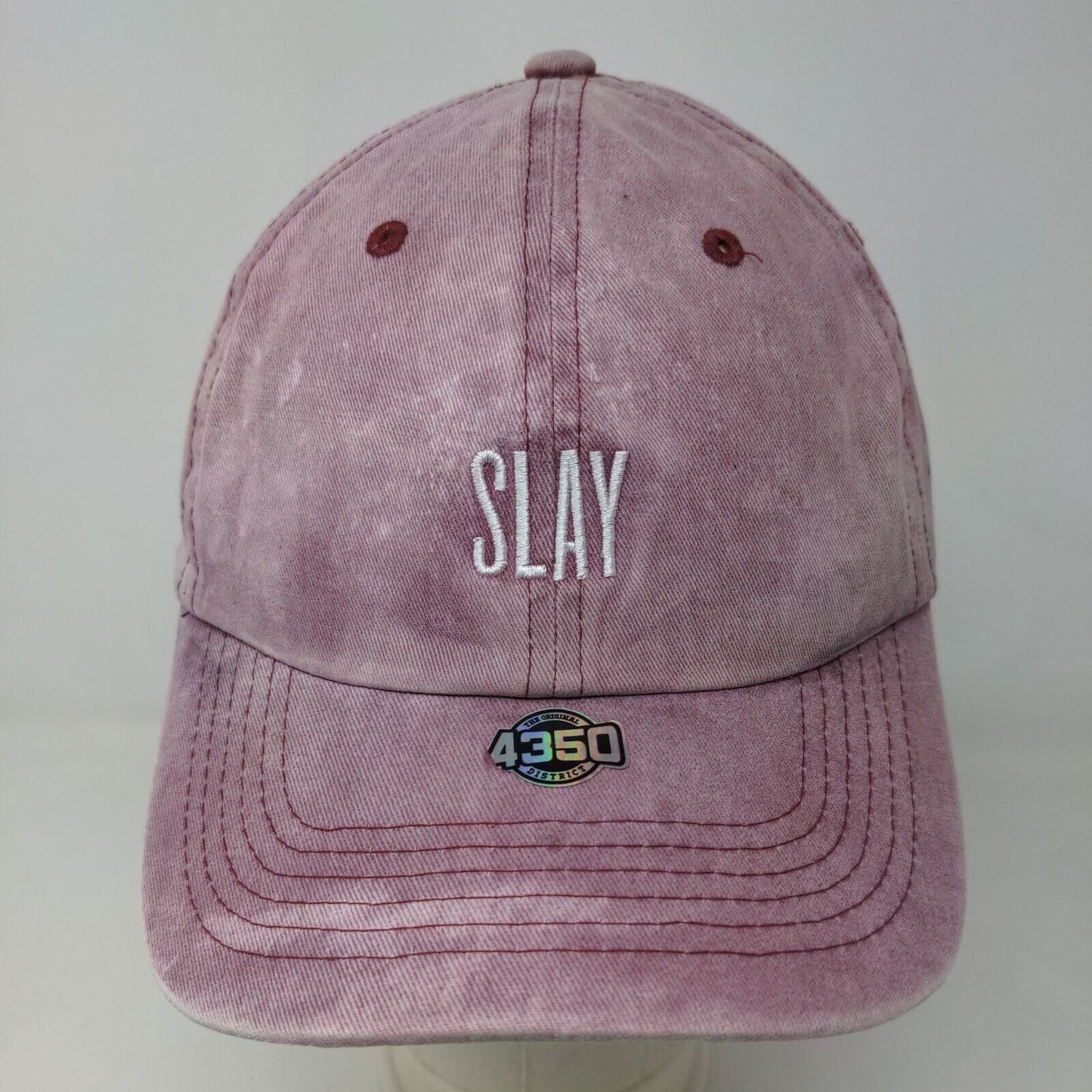 4350 Women's Slideback Hat Pink Adjustable Embroidered Slay Logo Cotton