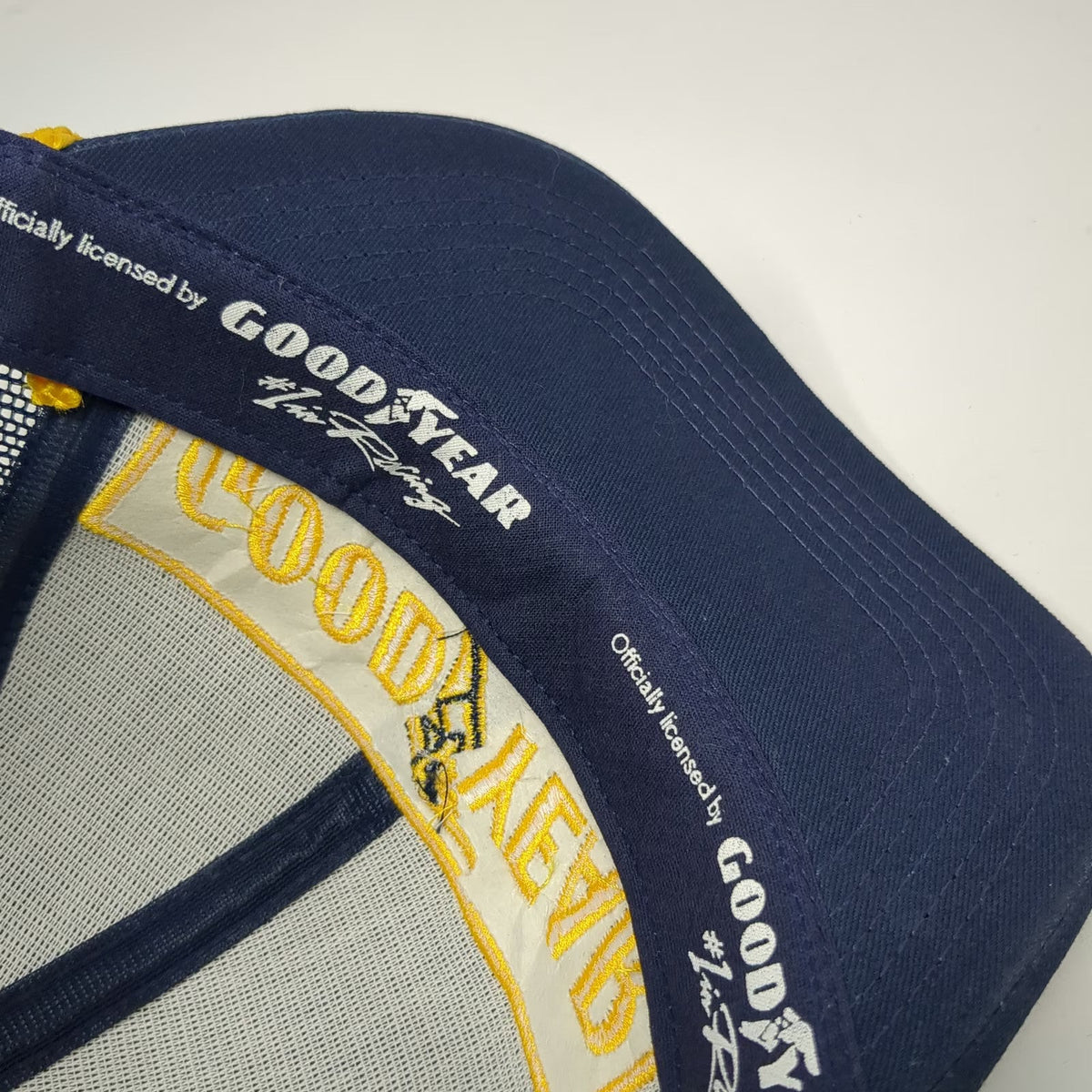 K-Products Trucker Hat Blue Goodyear Patch Rope Mesh Back Snapback Vintage