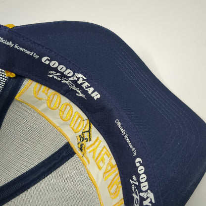 K-Products Trucker Hat Blue Goodyear Patch Rope Mesh Back Snapback Vintage