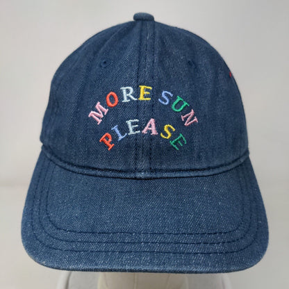 More Sun Please Slideback Hat Blue One Size Adjustable Embroidered Vented Holes