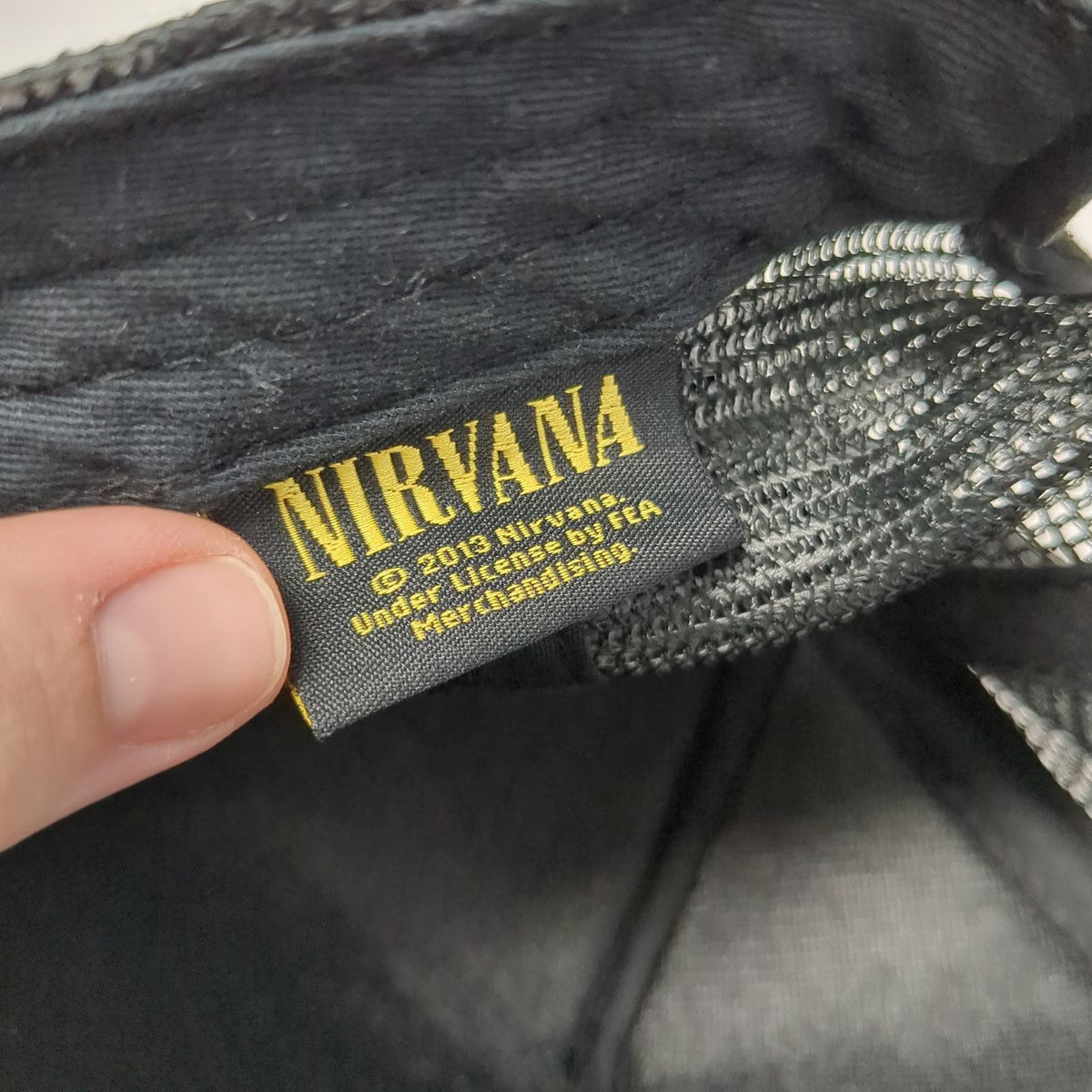 Nirvana Trucker Hat Black OSFM Smiley Face Logo Mesh Back Snapback Band Merch