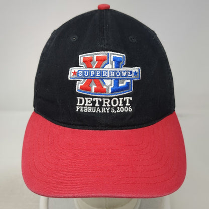 Reebok Super Bowl XL Detroit 2006 Black Red Baseball Cap Hat One Size Embroidery