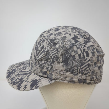 Old Navy Army Cap Gray XL Abstract Graphic Print Checkerboard Lightning Bolt Hat