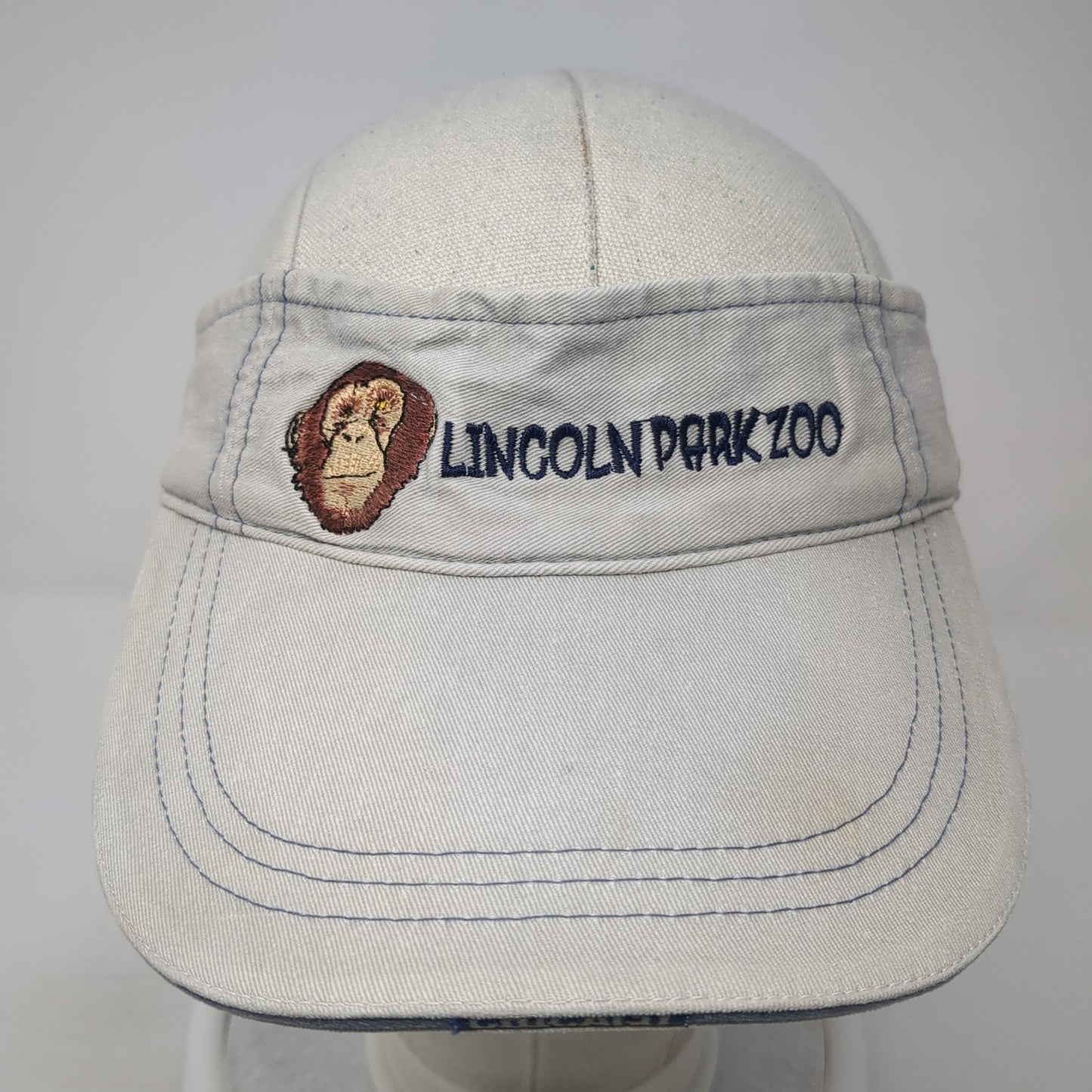 Lincoln Park Zoo Sun Visor Hat Gray One Size Adjustable Strap Embroidered Jhats
