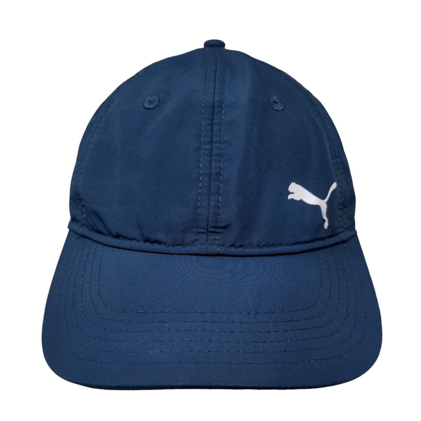 Puma Strapback Hat Blue One Size Adjustable Laser Cut Solid 6 Panel