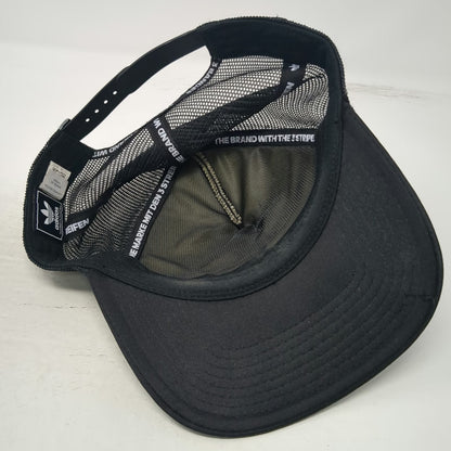 Adidas Trucker Hat Black OSFM Trefoil Logo Patch Rope Mesh Back Snapback Foam