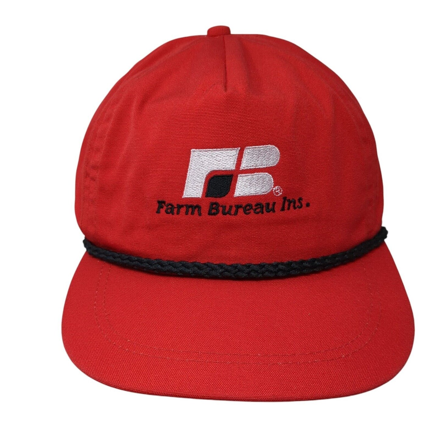 Farm Bureau Ins. Slideback Rope Hat Red OSFA Leather Strap Imperial