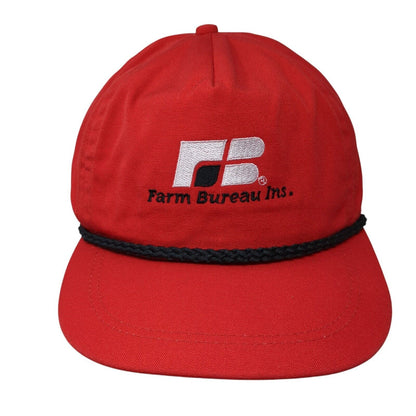 Farm Bureau Ins. Slideback Rope Hat Red OSFA Leather Strap Imperial