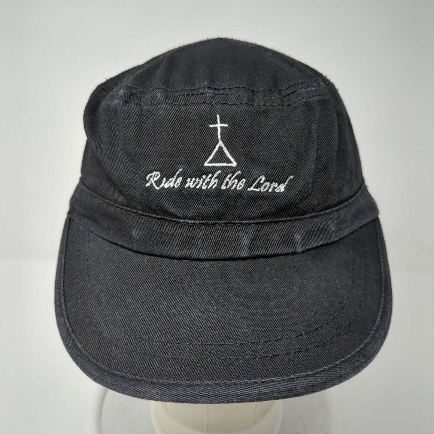 Ride with the Lord Strapback Cadet Army Hat Black One Size Adjustable