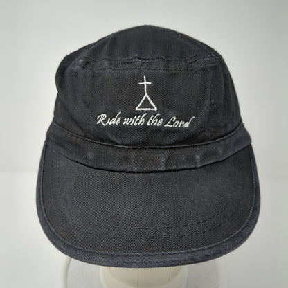 Ride with the Lord Strapback Cadet Army Hat Black One Size Adjustable
