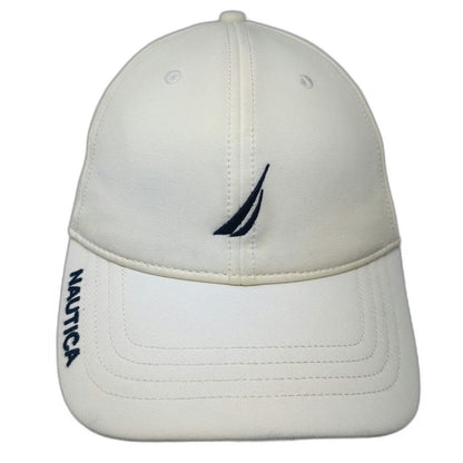 Nautica Baseball Cap White One Size Sail Logo Blue Side Bill Logo Adjustable Hat
