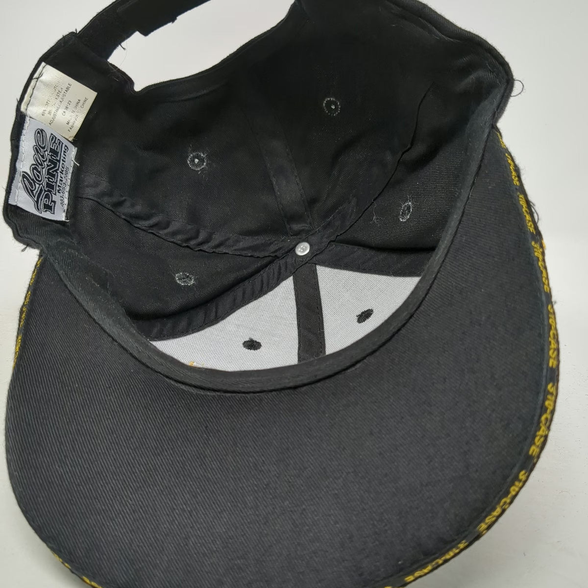Lone Pine Case Construction Hat Baseball Cap Black Yellow OSFM Strapback Logo