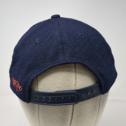 Mossimo Snapback Hat Blue OS 100% Wool Embroidered Character Baseball Vintage