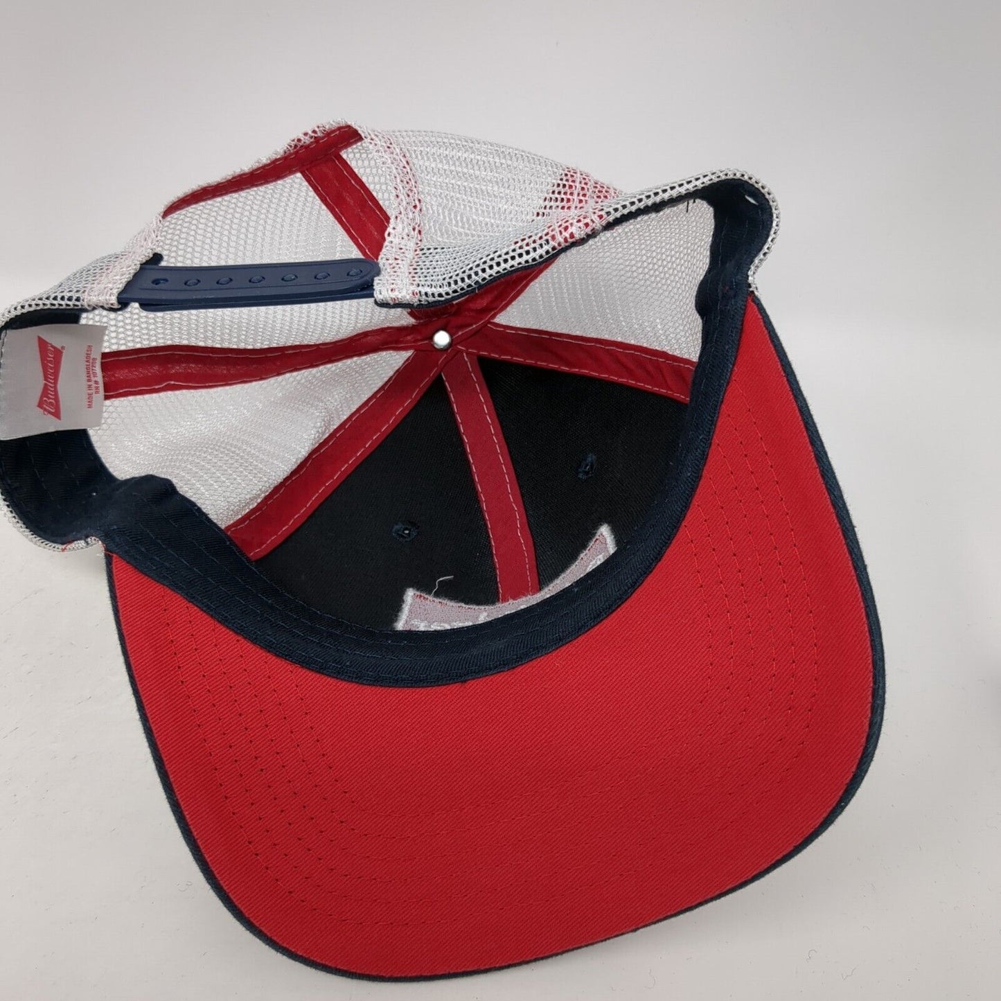 Budweiser Snapback Trucker Hat Blue One Size Adjustable Mesh Back Cotton