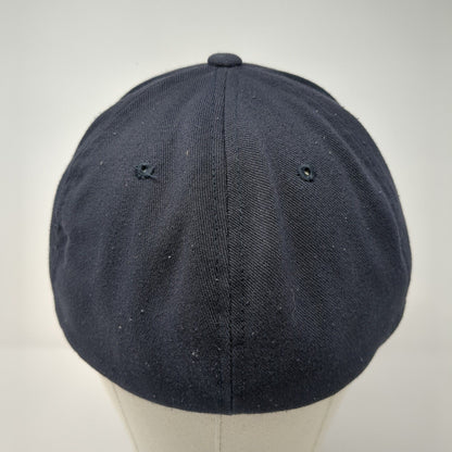 QQE Fitted Hat Blue Large-XL Embroidered Flexfit Yupoong Solid 6 Panel