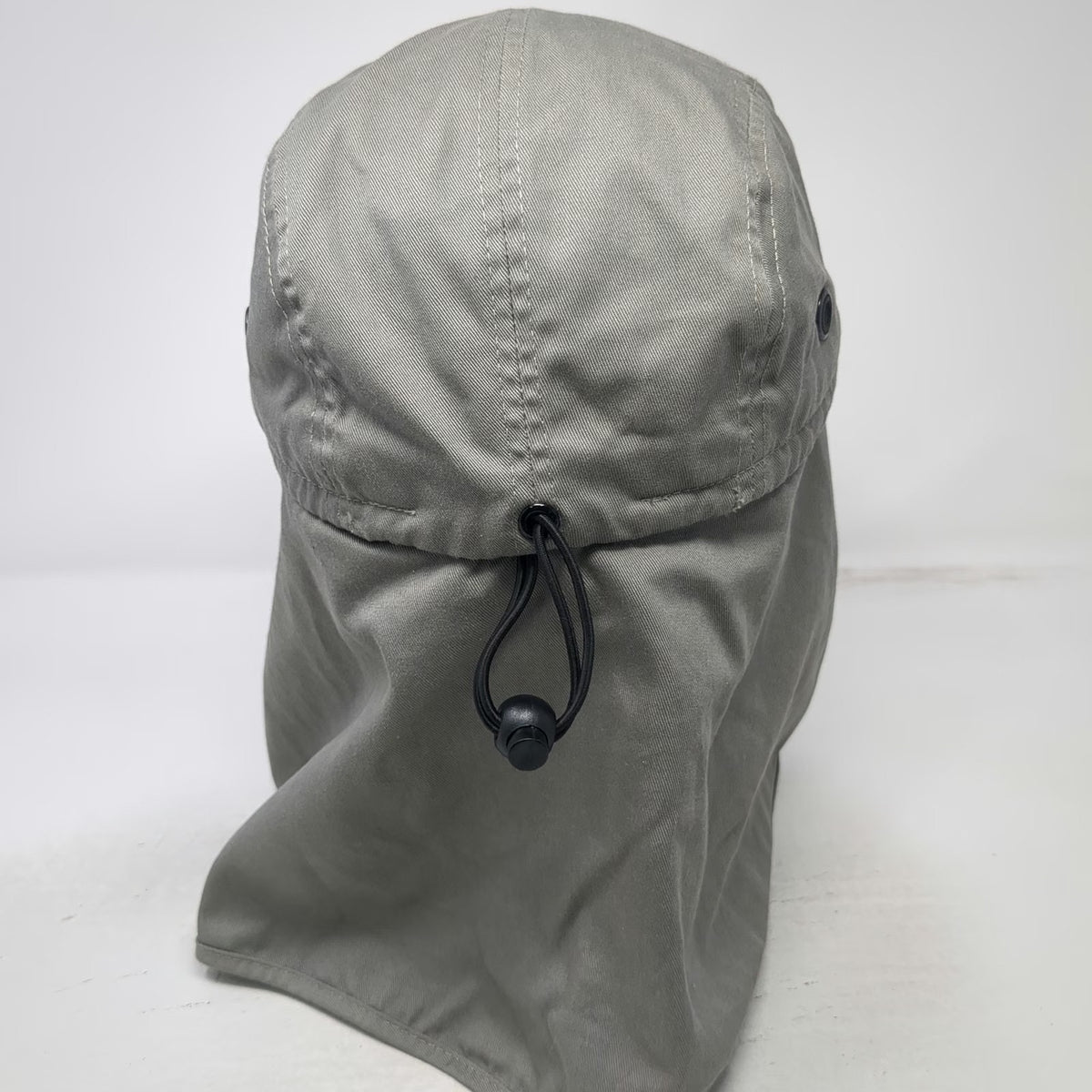 hg 5 Panel Hat Gray One Size Neck Flap Sun Shield Cord Toggle Slideback Outdoor