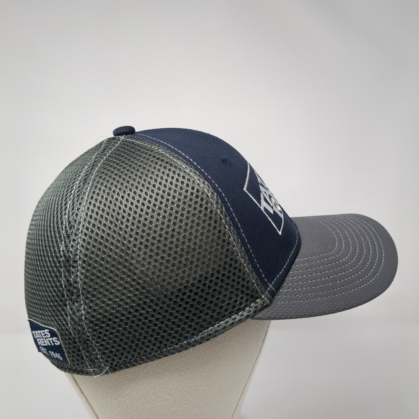 Tates Rents Fitted Mesh Back Hat Gray M/L Embroidered Colorblock 6 Panel
