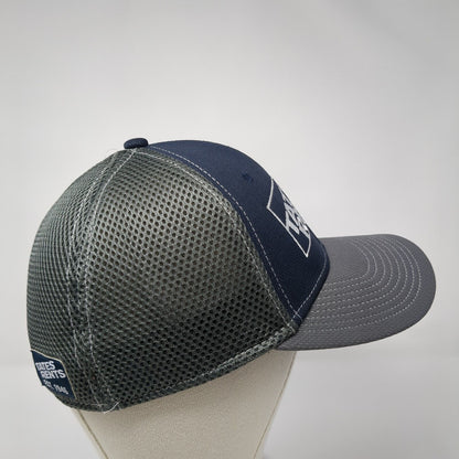 Tates Rents Fitted Mesh Back Hat Gray M/L Embroidered Colorblock 6 Panel