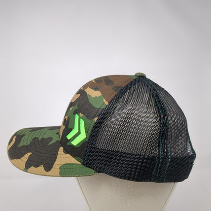 Richardson Snapback Trucker Hat Camo One Size Mesh Back USA Flag Patch